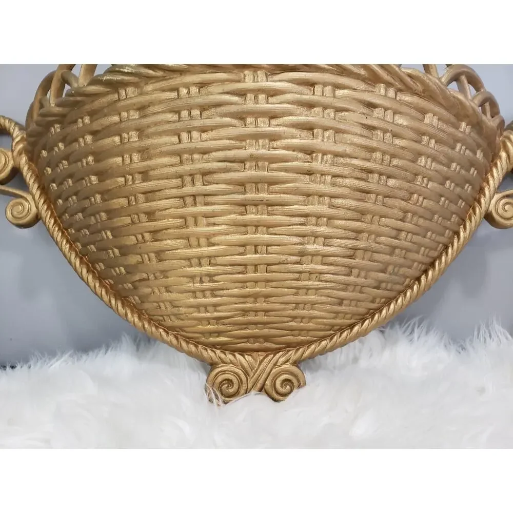 Burwood Vintage Wall Pocket Hanging Planter Wall Faux Wicker Hollywood‎ Regency